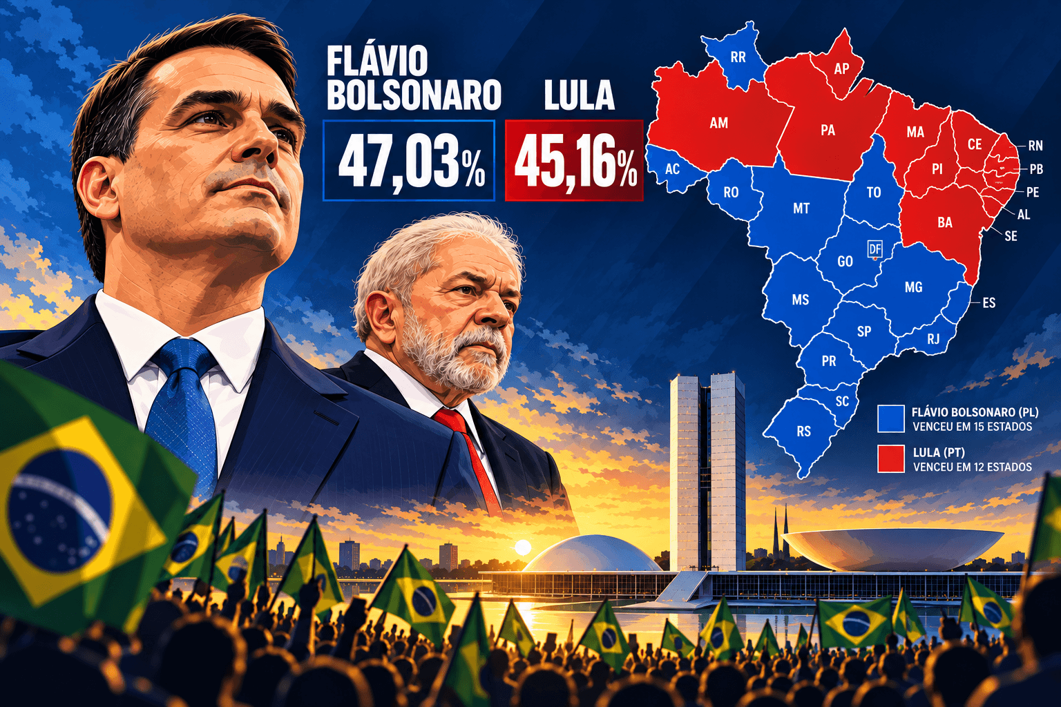 Flávio na frente, direita fortalecida e um novo mapa de poder: o que as urnas disseram ao Brasil